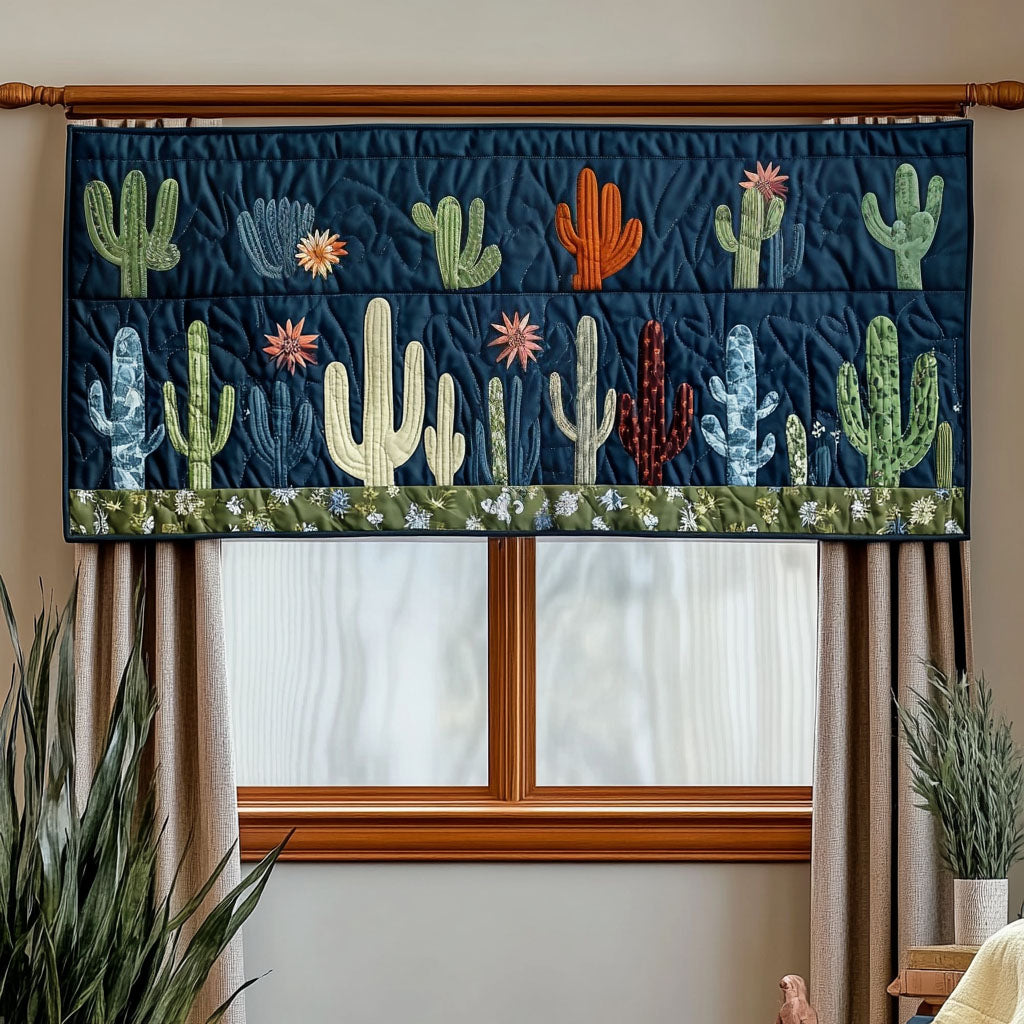 Vibrant Desert Oasis Quilted Valance Christmas Entryway Decor Best Unique Cactus Gifts