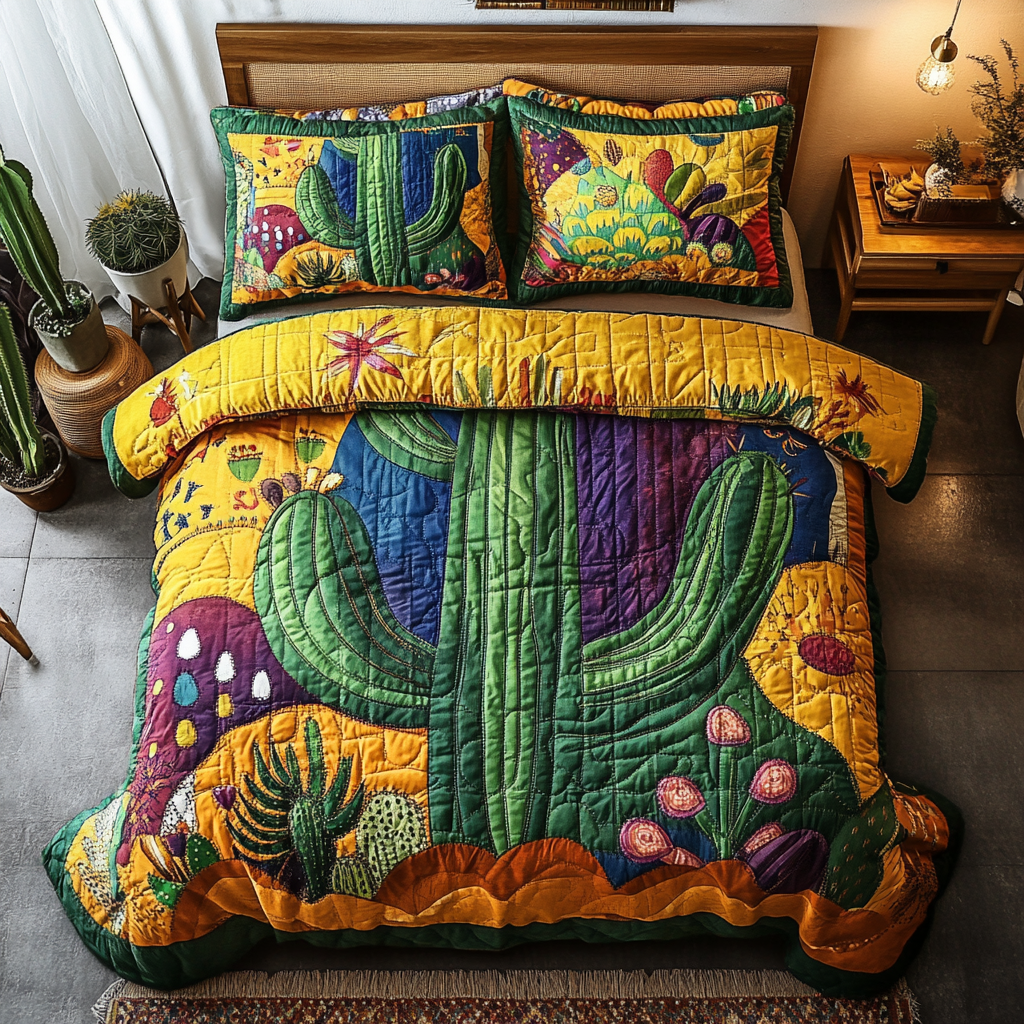 Vibrant Desert Patchwork Quilted Bedding Set Exclusive Bedding Gift Set for Luxury Sleep