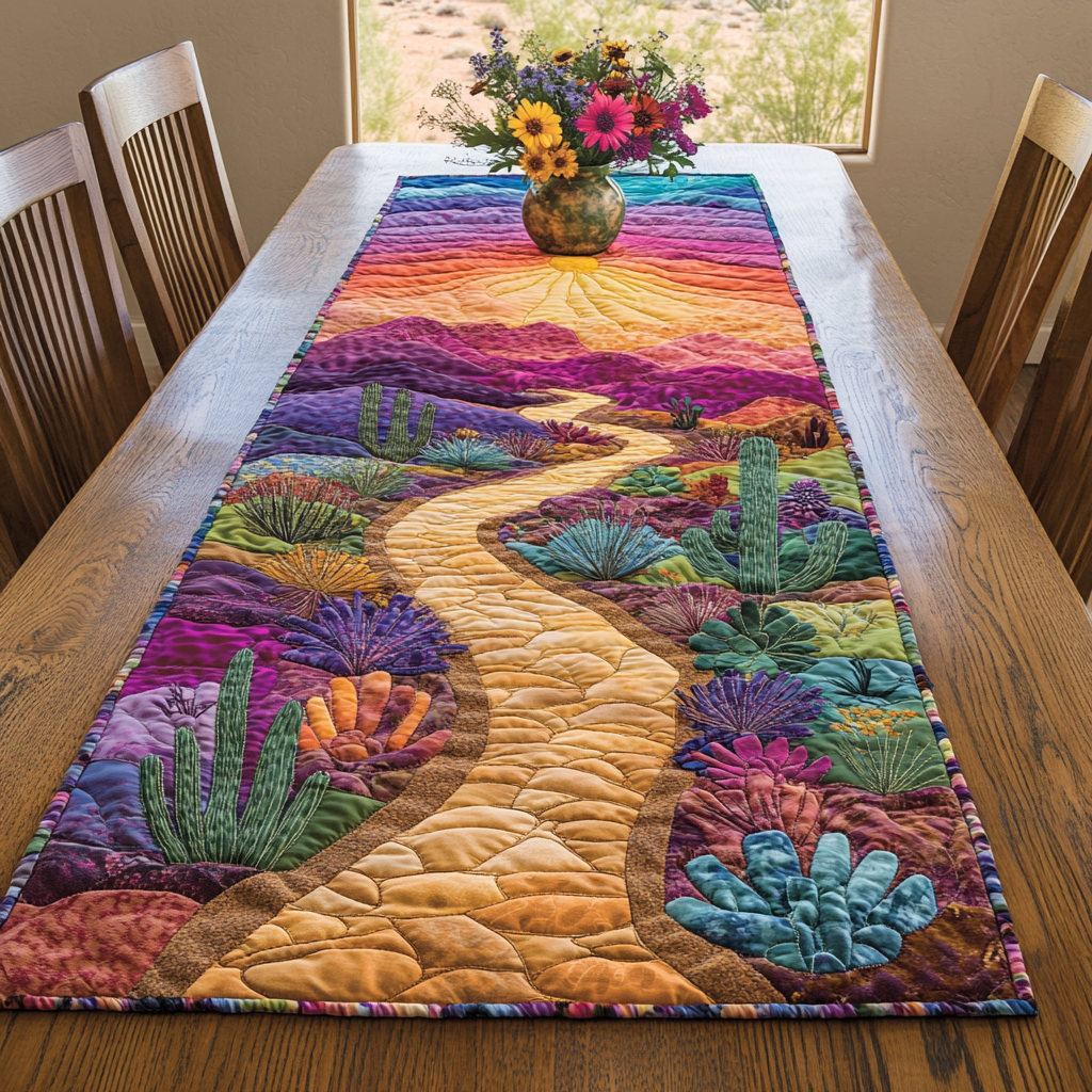 Vibrant Desert Quilted Table Runner Kitchen Table Decor Ideas Cactus Gifts For Him