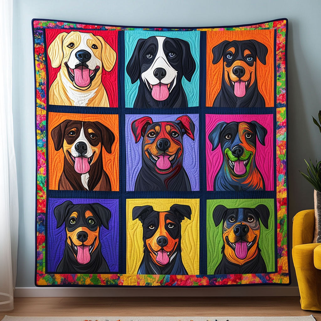 Vibrant Dog Squad Quilt Blanket Cute Bedroom Decor Unique Presents For Dog Lovers