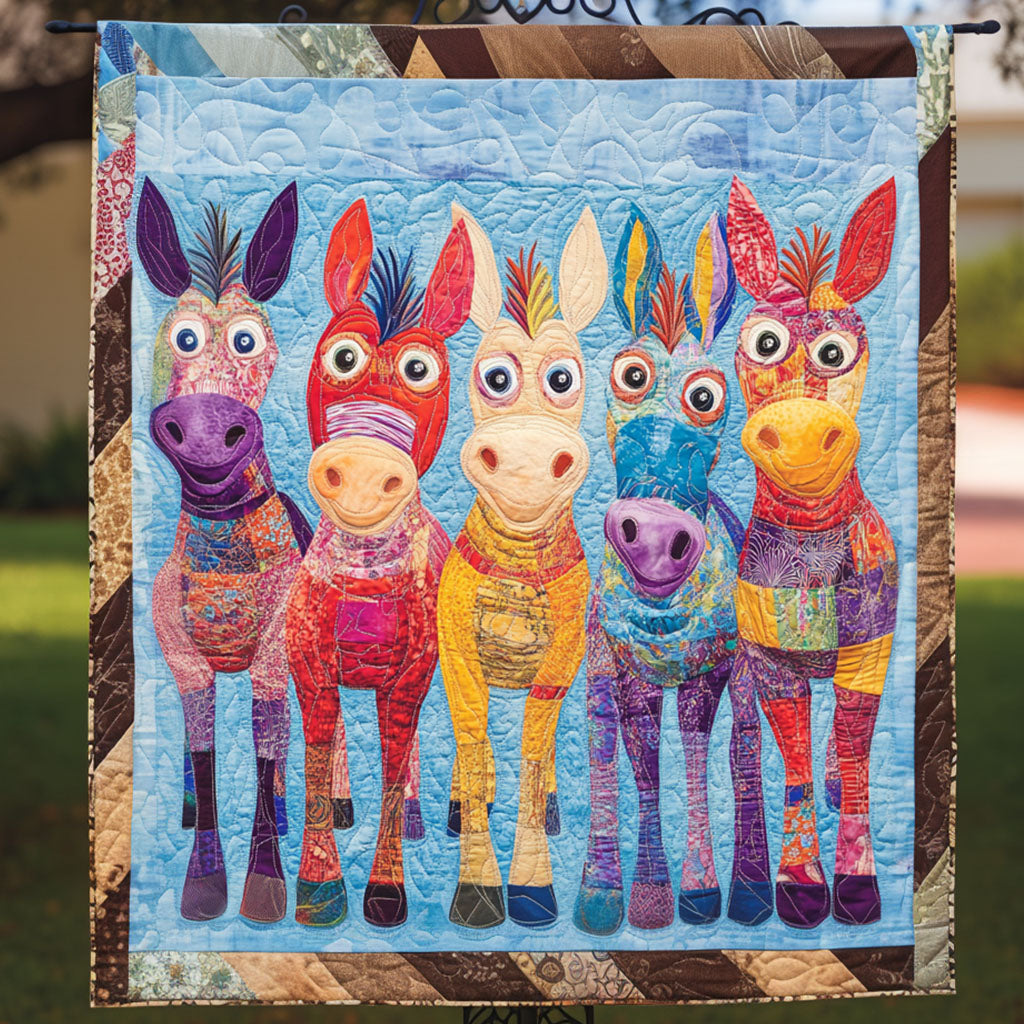 Vibrant Donkeys Quilted Blanket Nice Throw Blanket Gifts For Donkey Lovers