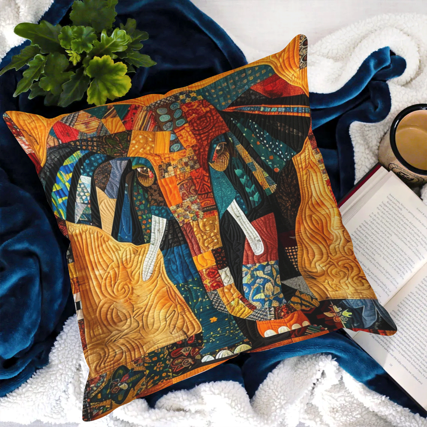 Vibrant Elephant Safari Pillow Case Pillow Cover for Living Room Decor