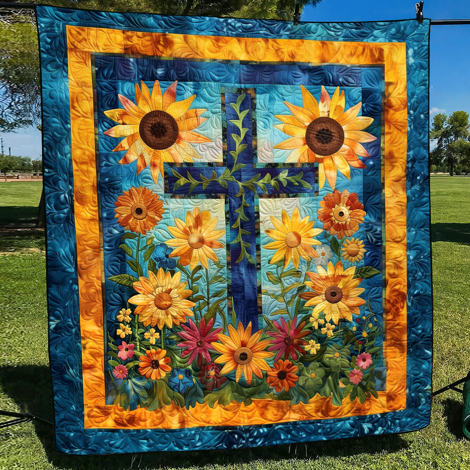 Vibrant Fields Quilted Blanket Sunflower Gift Items