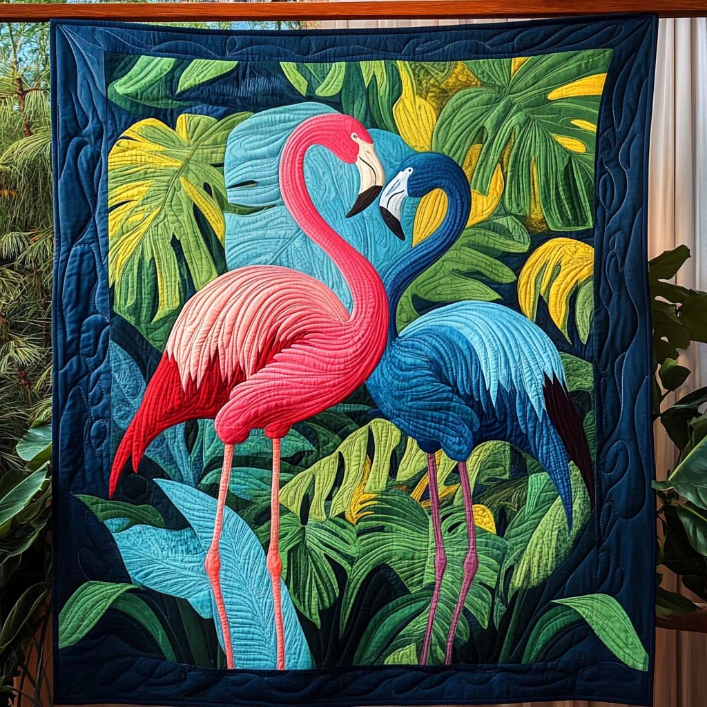 Vibrant Flamingo Quilted Blanket Flamingo Gifts For Her