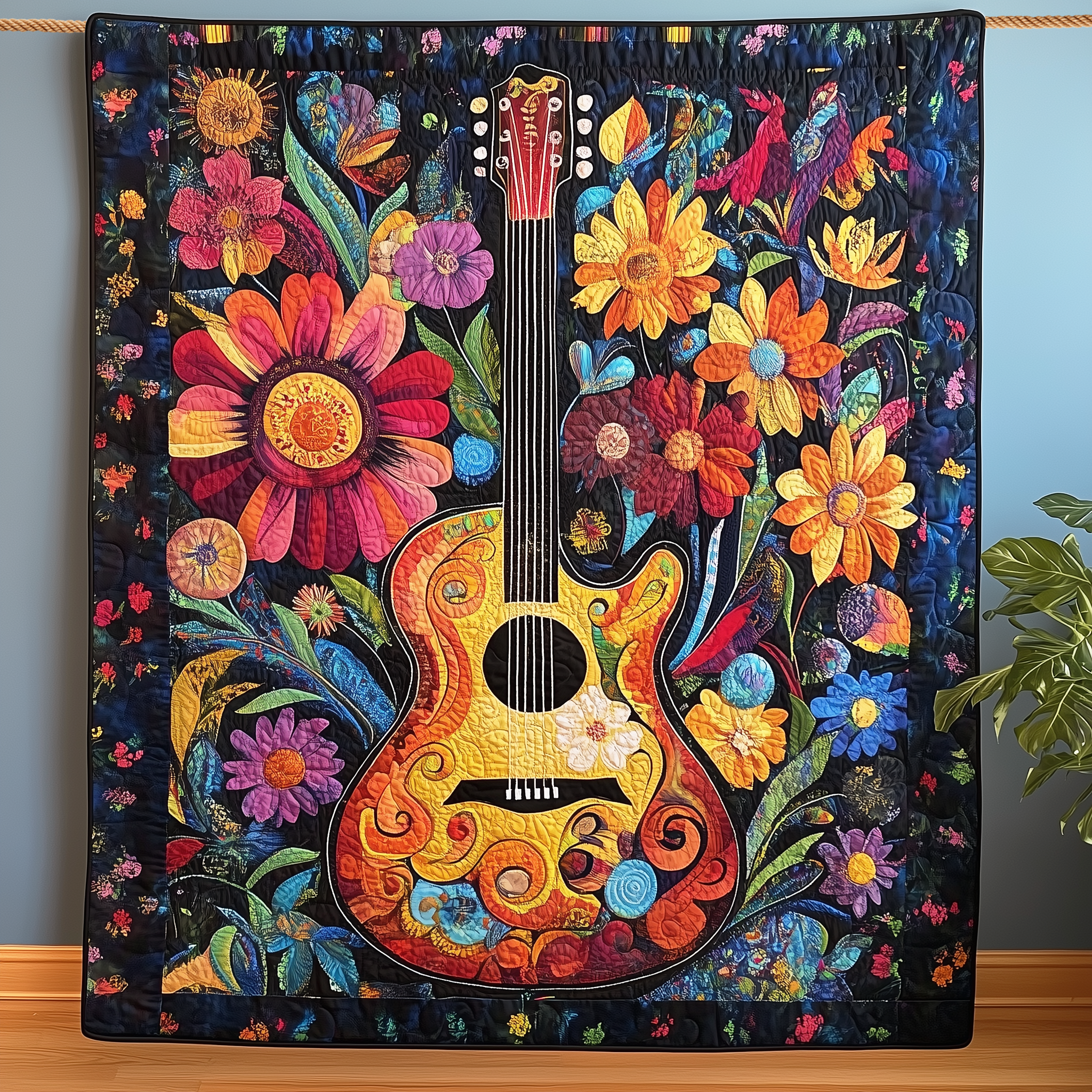 Vibrant Floral Melody Quilted Blanket Christmas Throw Blanket Best Christmas Gifts For Women