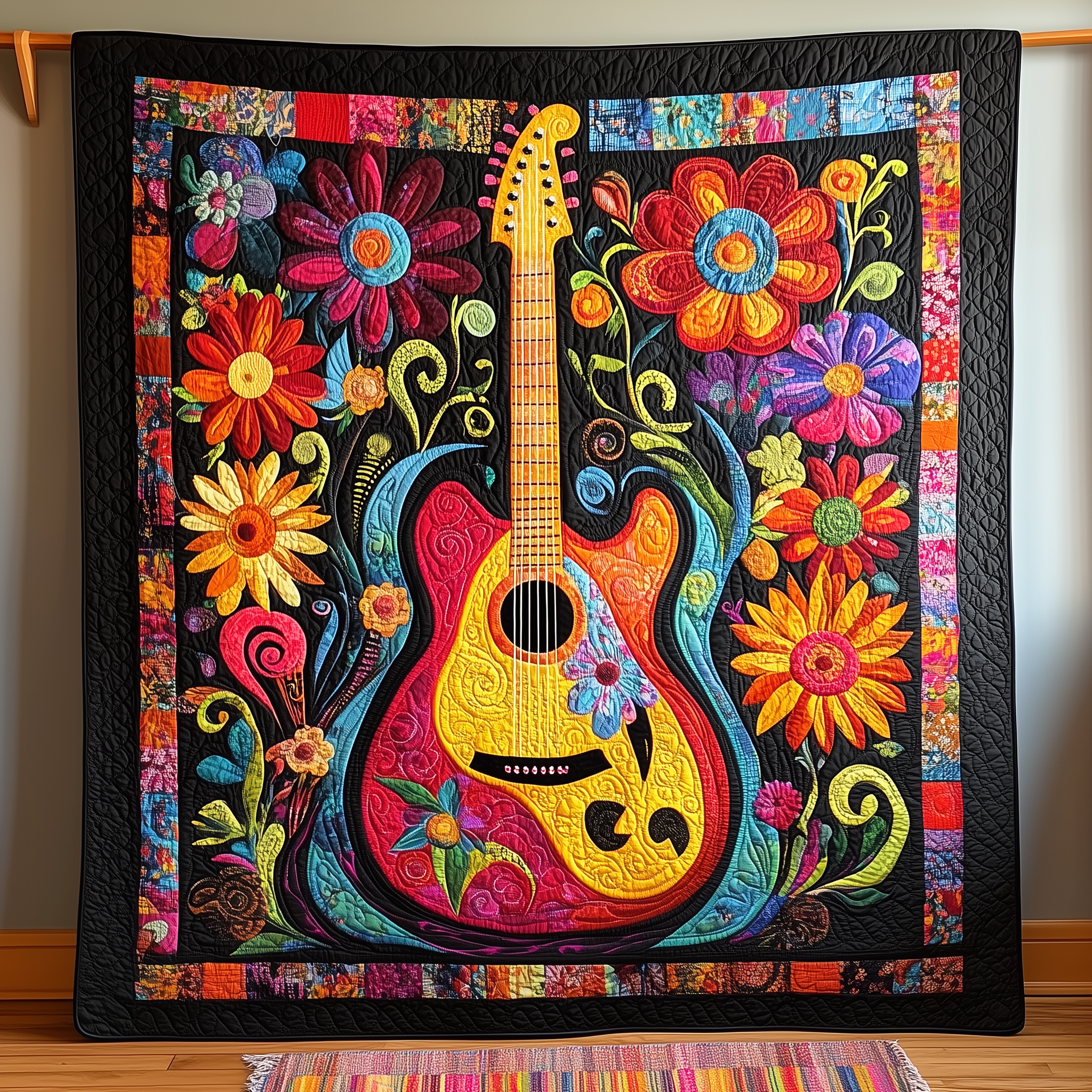 Vibrant Floral Melody Quilted Blanket Christmas Throw Blanket Christmas Presents For Mom