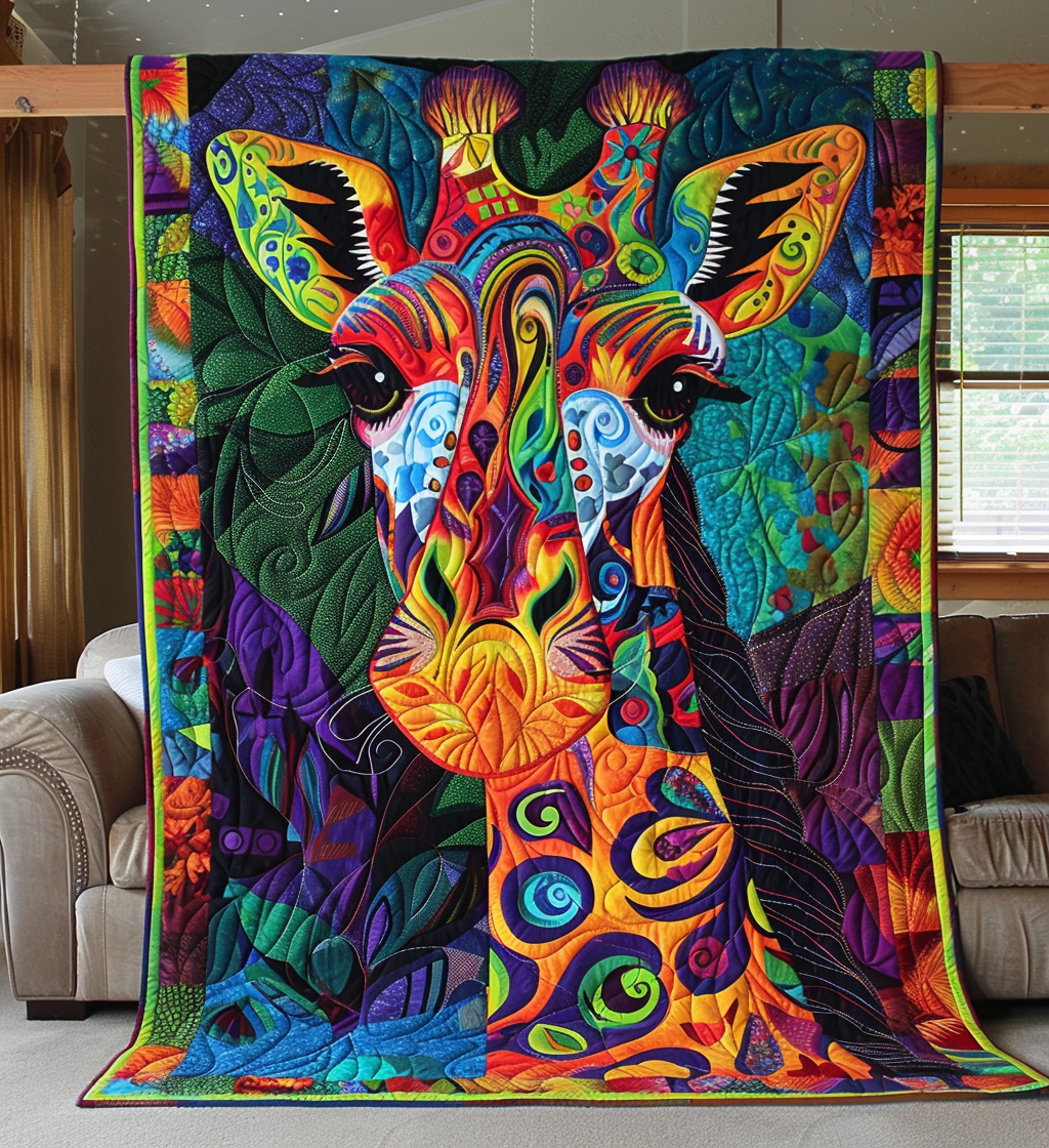 Vibrant Giraffe Magic Quilted Blanket Giraffe Birthday Presents