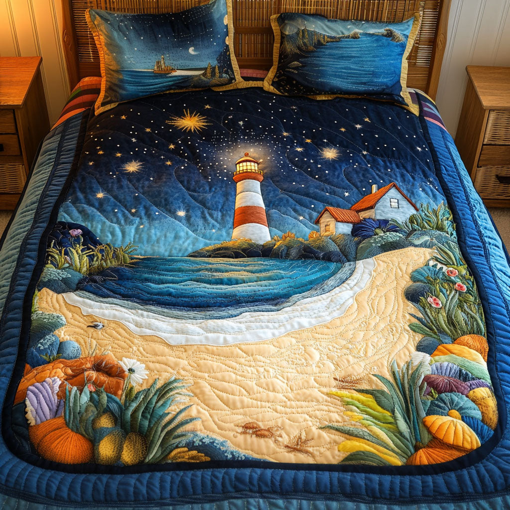 Vibrant Horizon Quilted Bedding Set Elegant Bed Linen Set for Cozy Nights