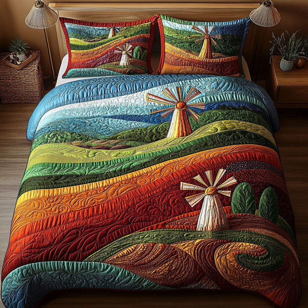 Vibrant Horizon Quilted Bedding Set Stylish Bed Sheet Set for Modern Home