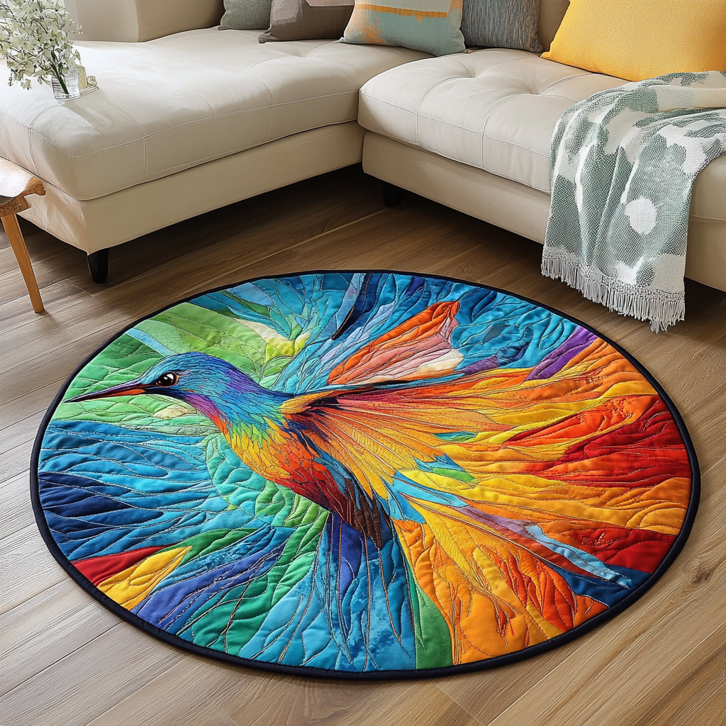 Vibrant Hover Quilted Round Mat Entrance Way Ideas Hummingbird Gift