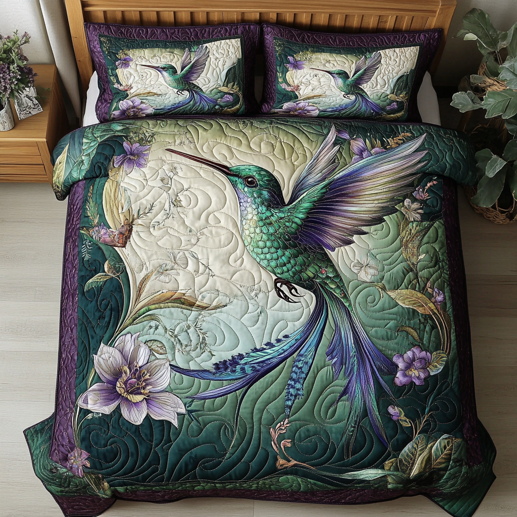 Vibrant Hummingbird Quilted Bedding Set Best Bed Sheet Set Cool Hummingbird Gifts