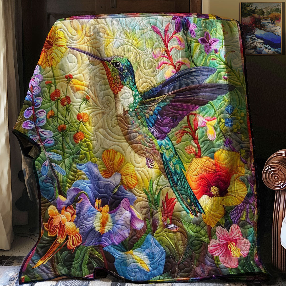 Vibrant Hummingbirds Quilt Blanket Best Throw Blanket Awesome Mother's Day Gifts 2025