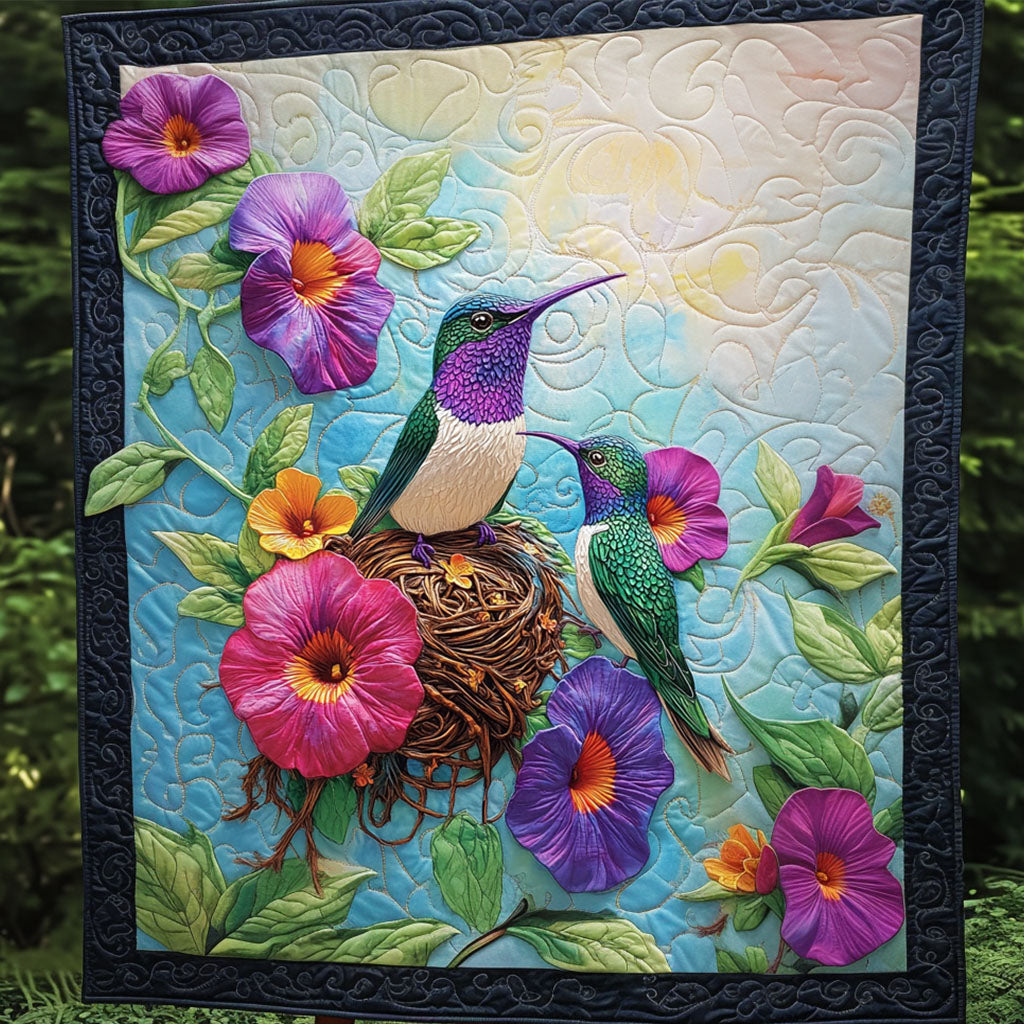 Vibrant Hummingbirds Quilted Blanket Bed Christmas Decor Beautiful Hummingbird Gifts