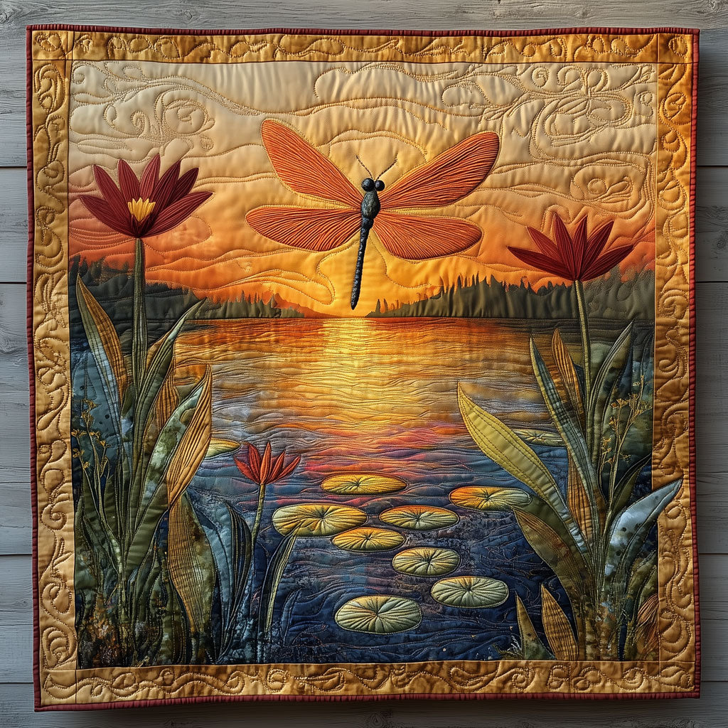 Vibrant Lotus Dragonfly Quilt Ultra-Soft Quilt Blanket for Hotel-Like Experience