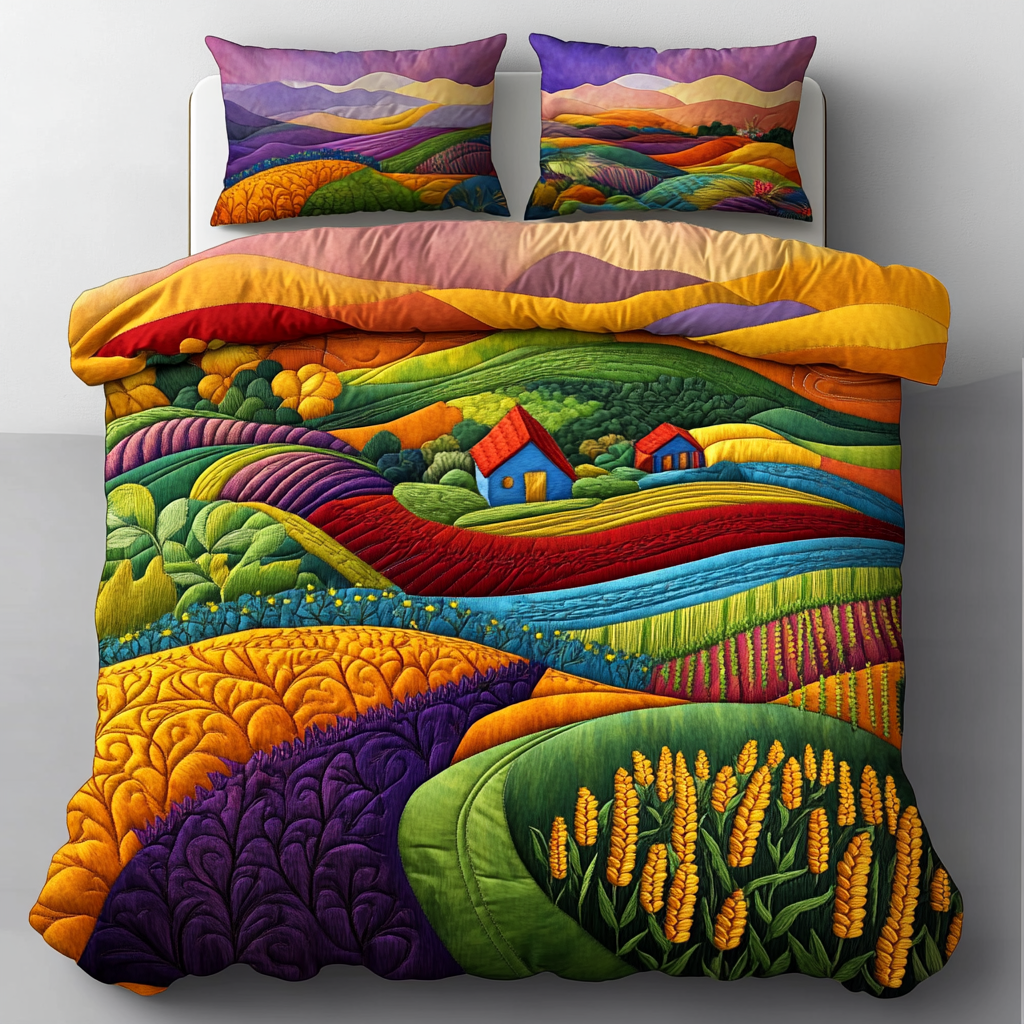 Vibrant Meadows Quilted Bedding Set Bedroom Farmhouse Decor Ideas Family Present Ideas