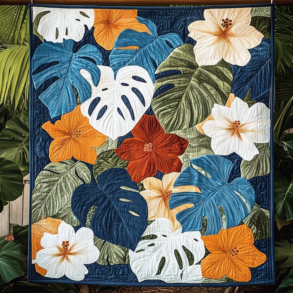 Vibrant Paradise Quilted Blanket Tropical Throw Blanket