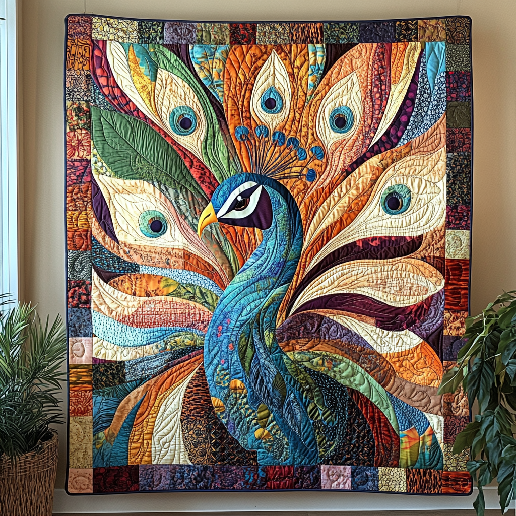 Vibrant Peacock Quilted Blanket Christmas Throw Blanket Awesome Peacock Gift Ideas