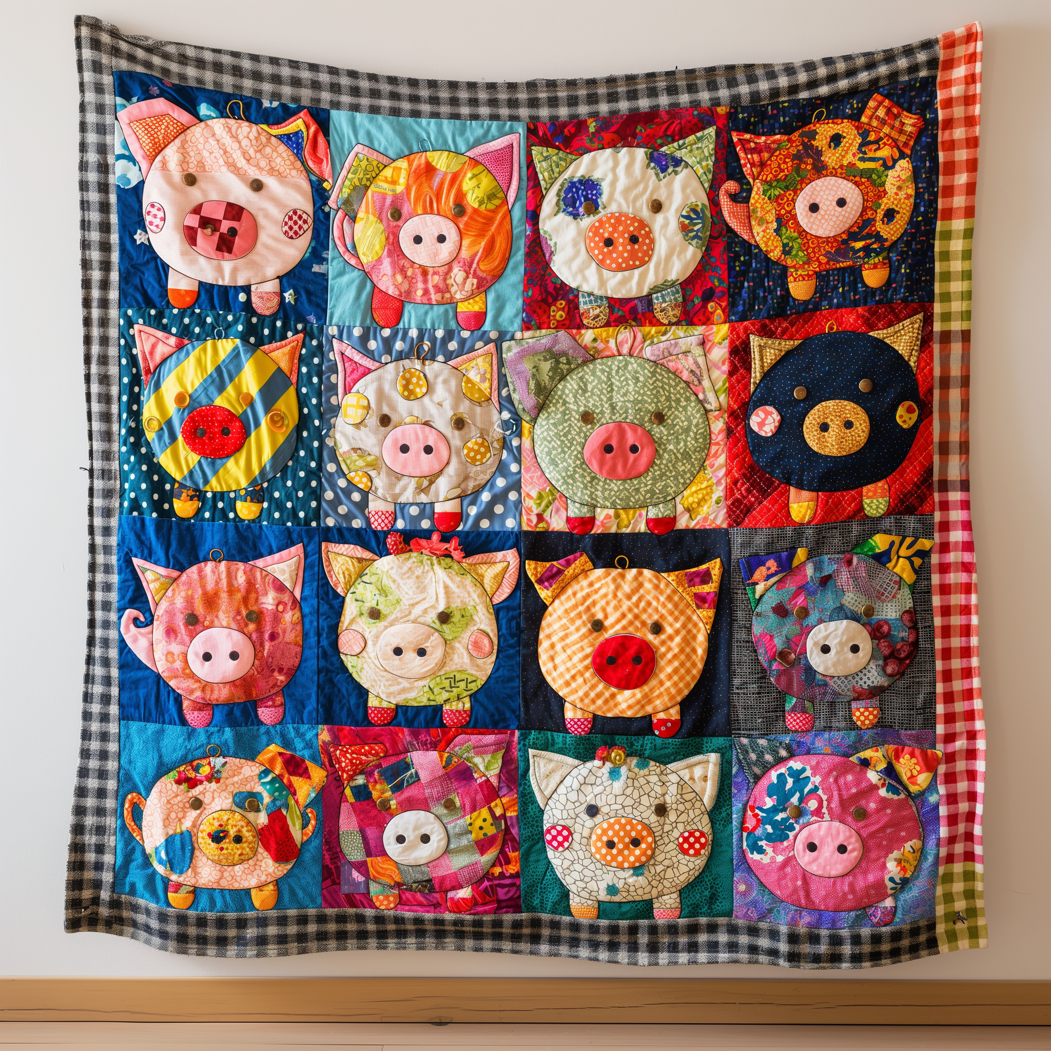 Vibrant Pig Quilted Blanket Cute Christmas Blankets