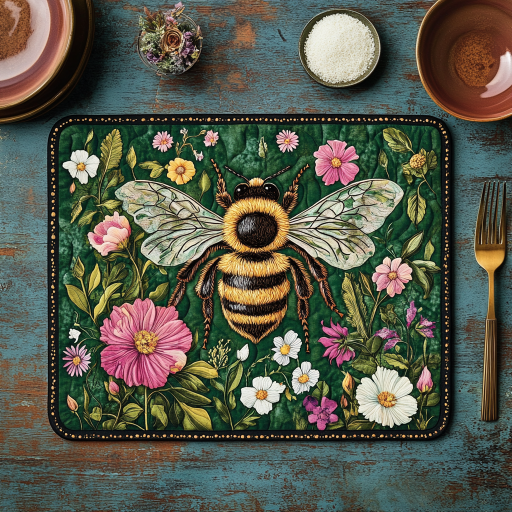 Vibrant Pollinator Quilted Place Mat Christmas House Decor Gifts For Beekeepers