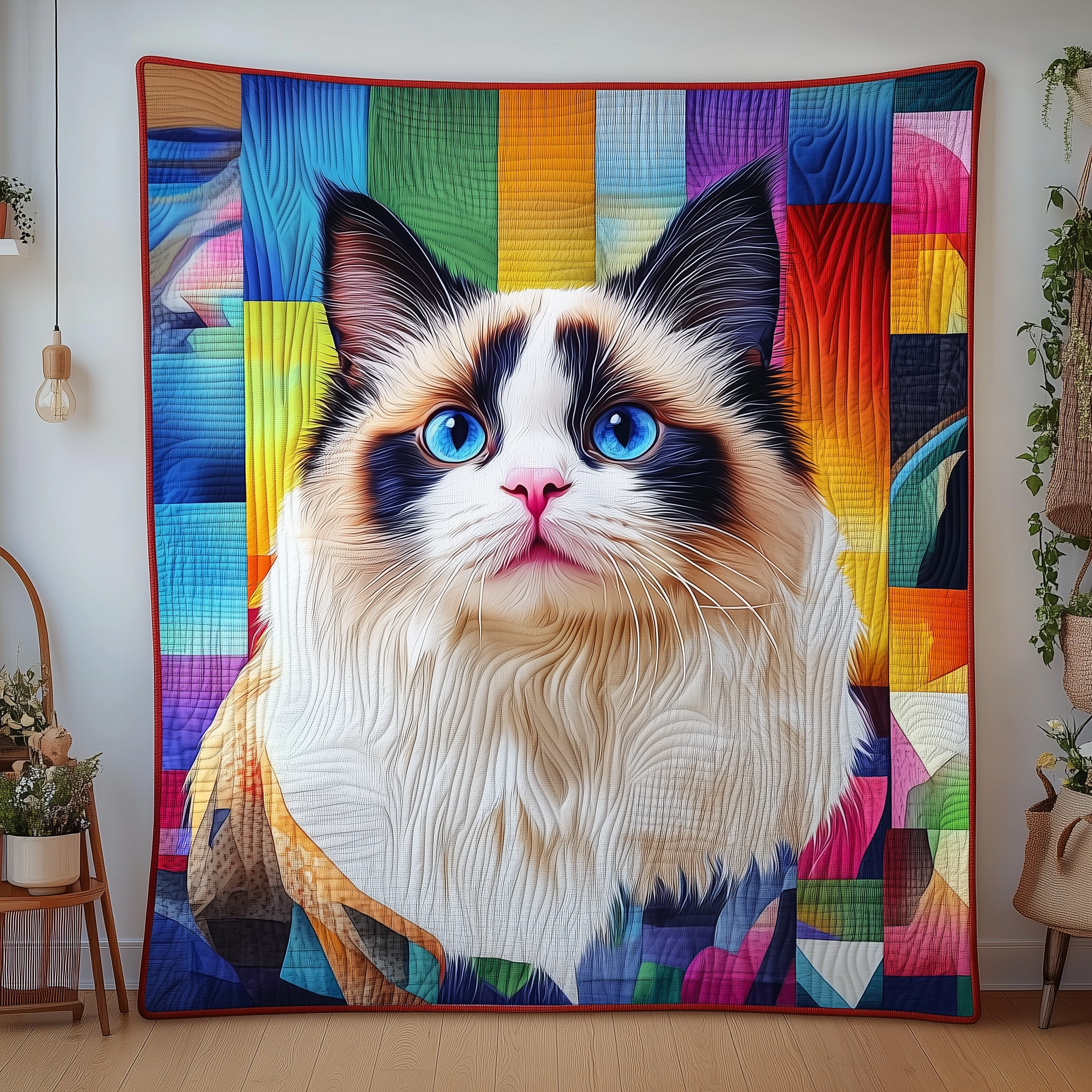 Vibrant Ragdoll Quilted Blanket Christmas Blanket Meaningful Sister Gifts 