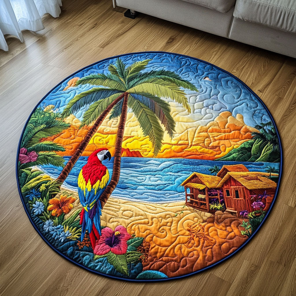 Vibrant Shores Quilted Round Mat Front Door Decor Cool Gifts For Beach Lovers