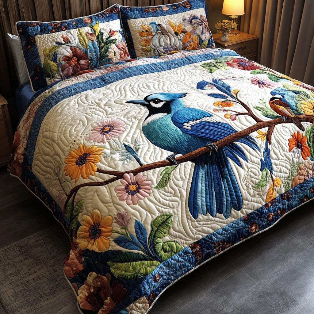 Vibrant Skies Quilted Bedding Set Aesthetic Room Decor Christmas Presents For Bird Lovers