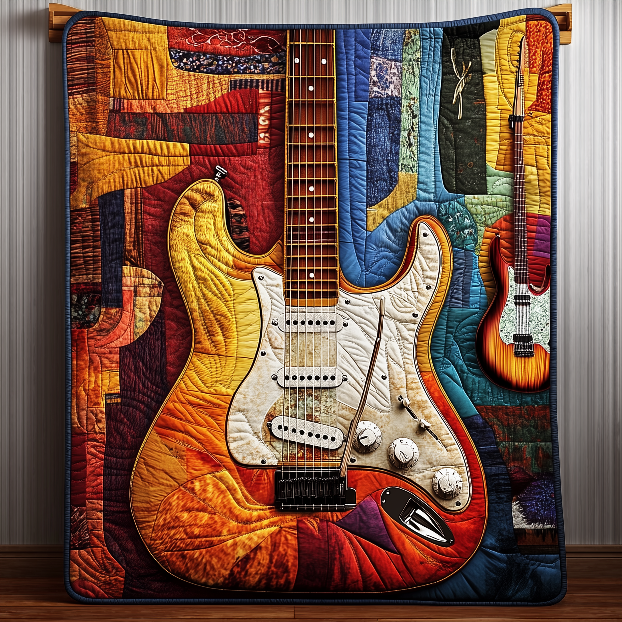 Vibrant Solo Guitar Quilted Blanket Christmas Throw Blanket Christmas Presents For Wife