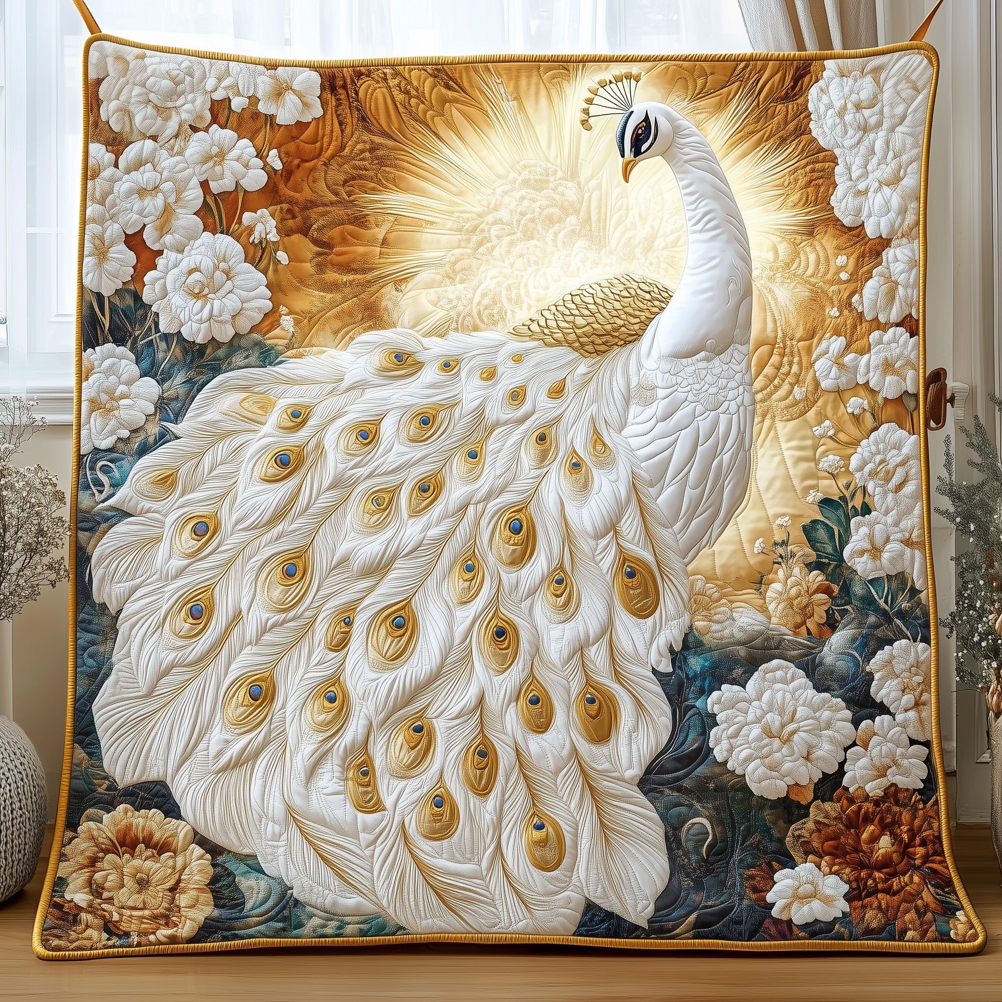 Vibrant Splendor Quilted Blanket Best Couch Throw BlanketBest Gifts For Peacock Lovers