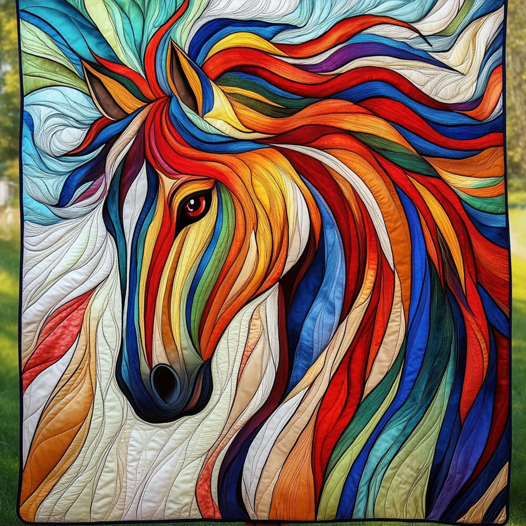Vibrant Steed Quilted Blanket Bedroom Xmas Decor Best Presents For Horse Lovers