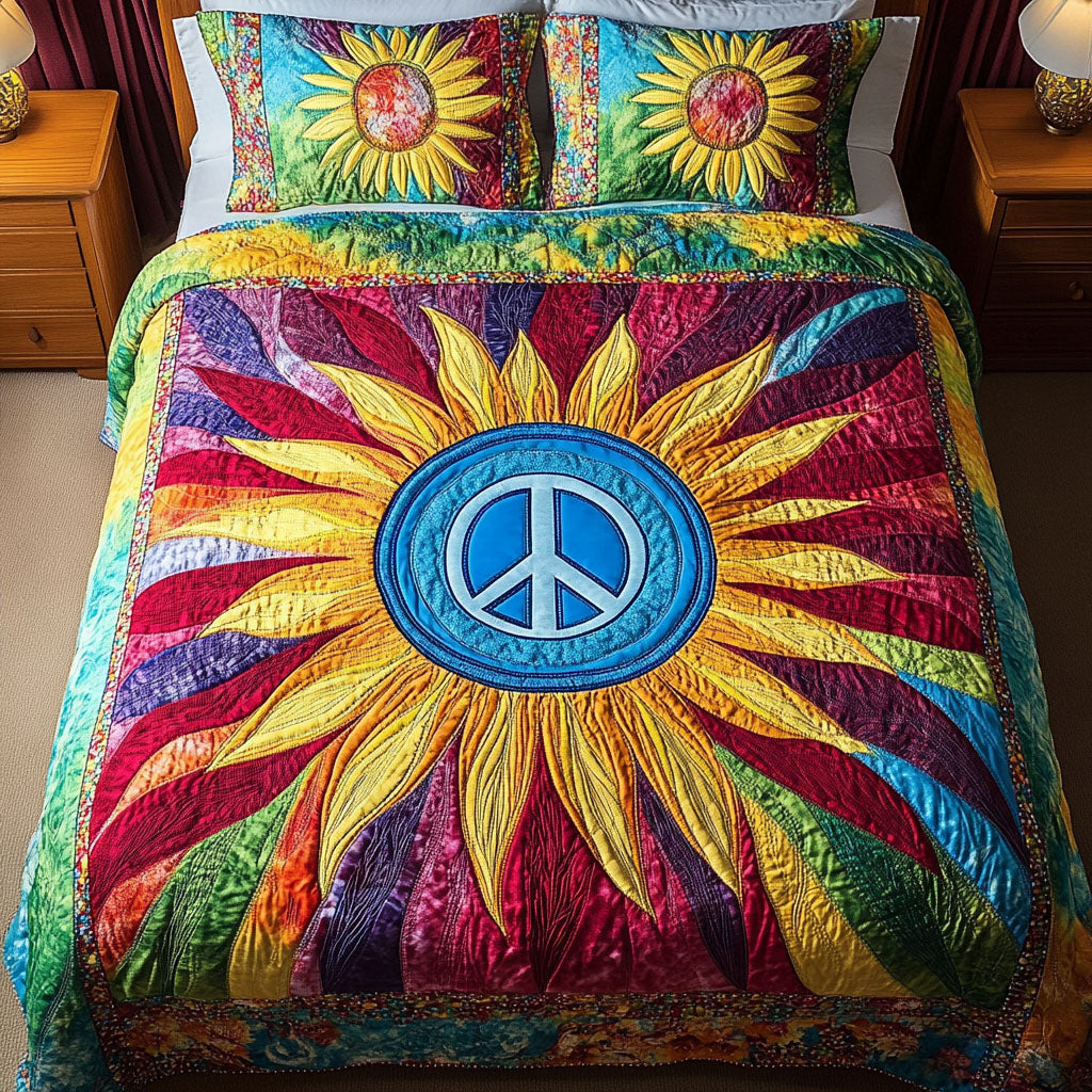 Vibrant Sunburst Quilted Bedding Set Bed Sheet Set Gifts For Father's Day From Wife