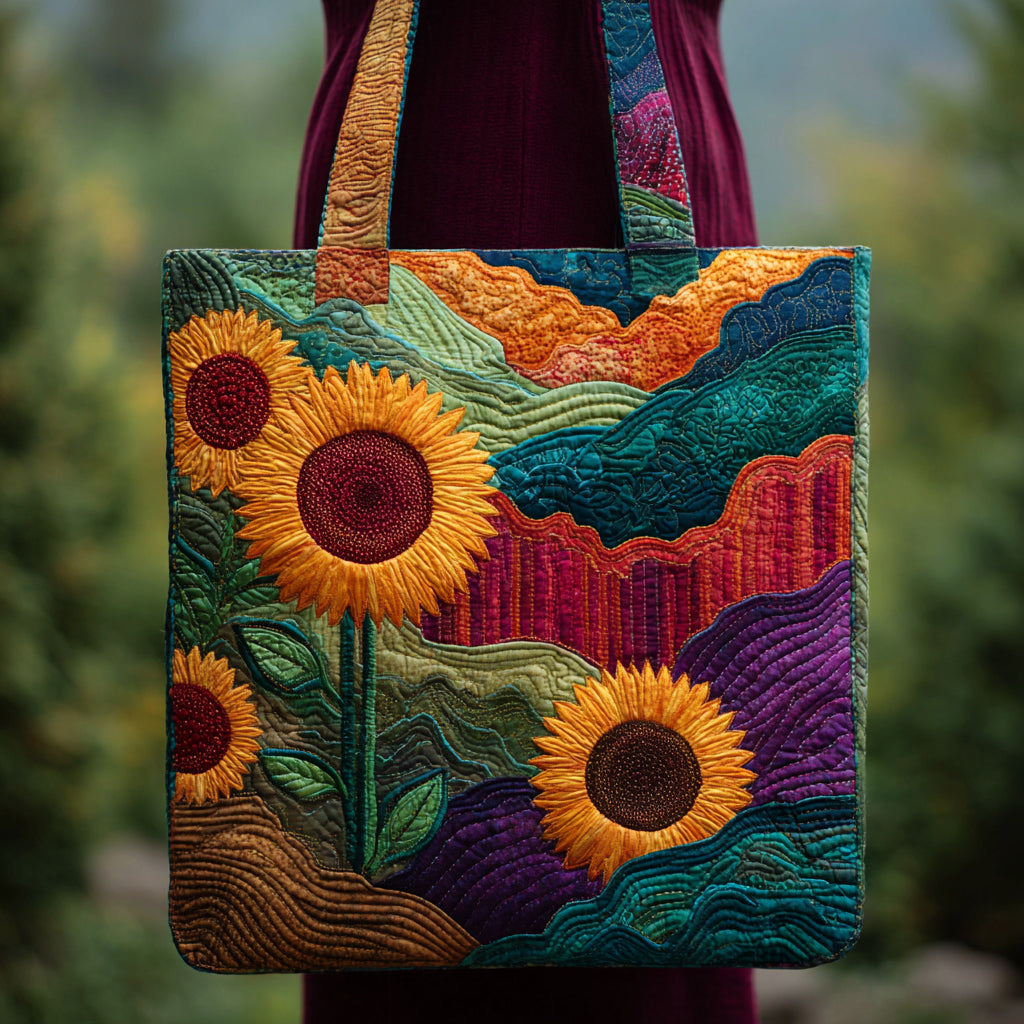 Vibrant Sunflower Quilted Tote Bag Sunflower Theme Gifts Merchandise