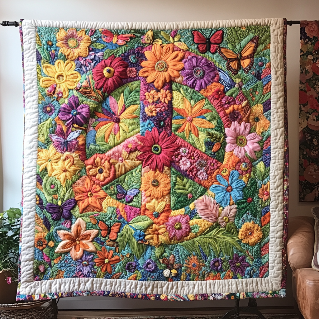 Vibrant Tranquility Quilted Blanket Sofa Couch Throw Blanket Birthday Presents For Hippies