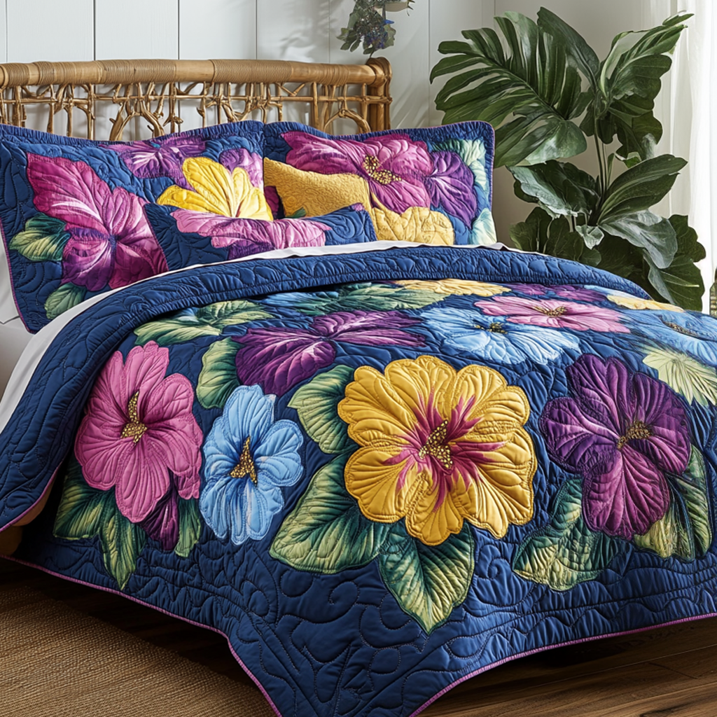 Vibrant Tropic Quilted Bedding Set Warm and Breathable Bedding Set for All Seasons