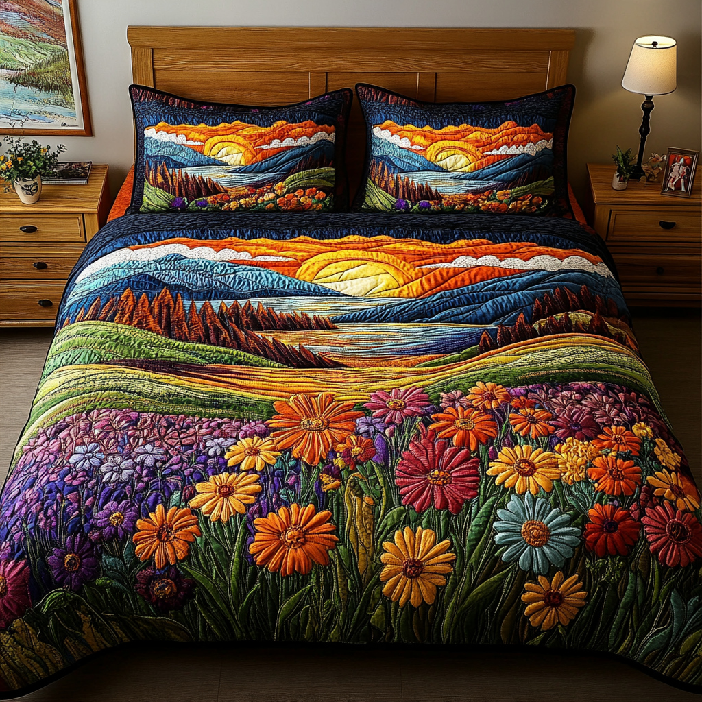 Vibrant View Quilted Bedding Set Premium Duvet Cover Gift Set for Mom or Grandma