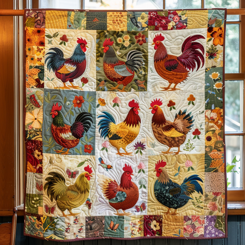 Vibrant Village Quilted Blanket Chicken Gifts For Chicken Lovers