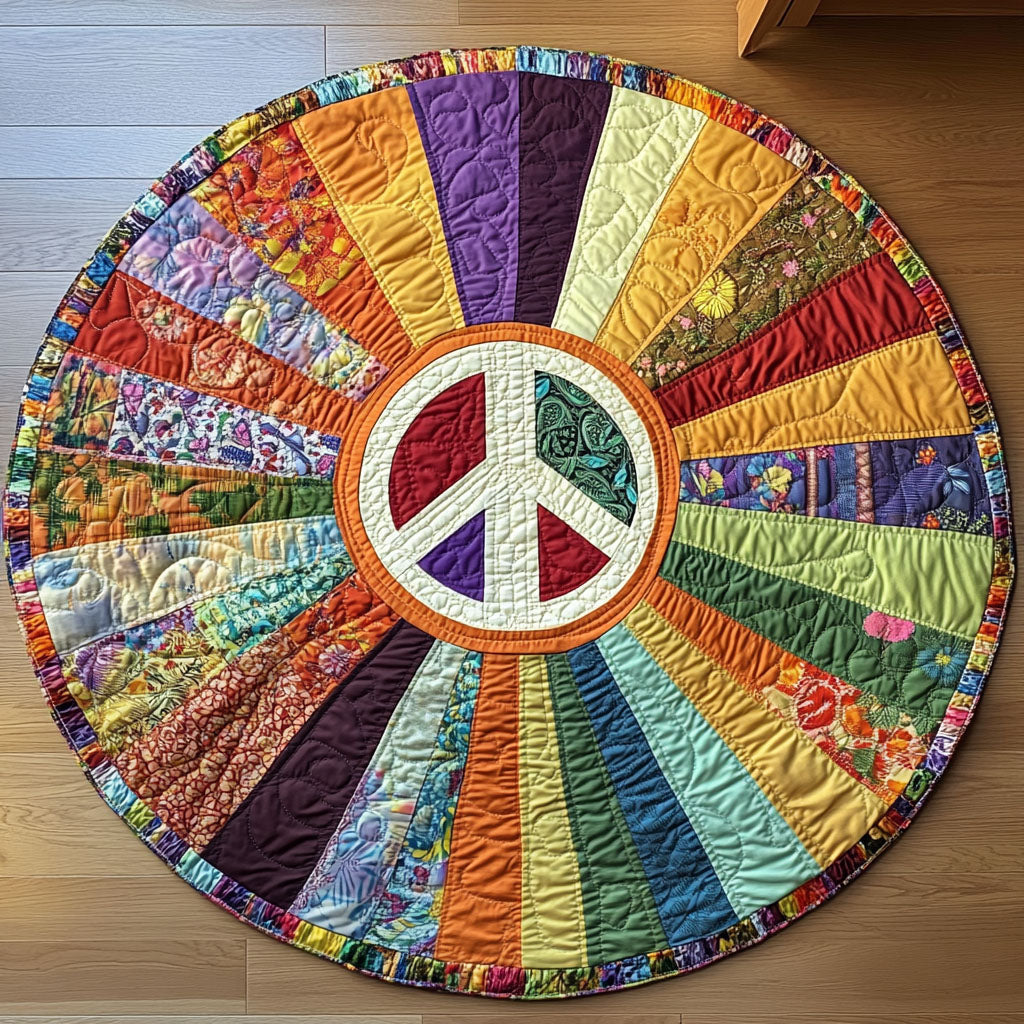 Vibrant Vortex Quilted Round Mat Home Front Door Design Christmas Present For Farmer