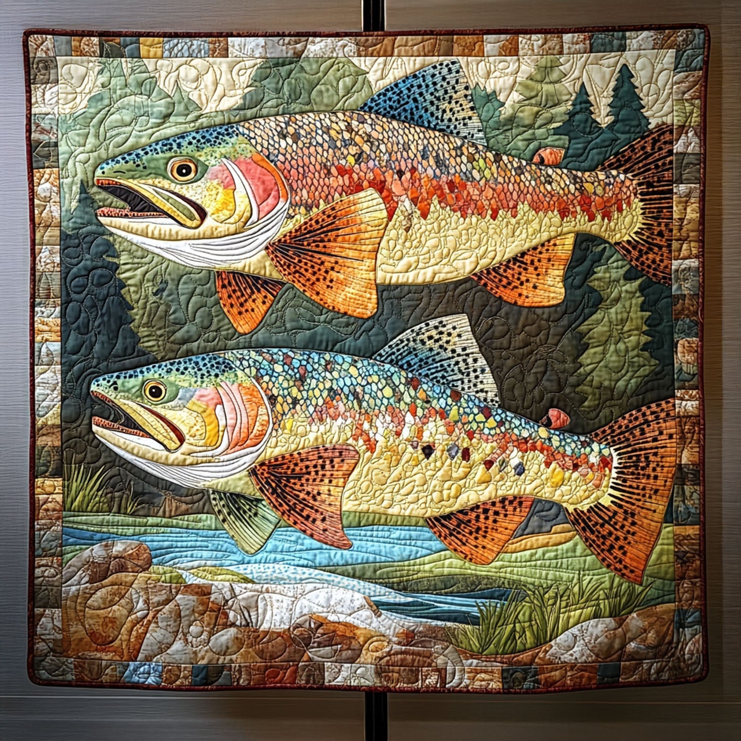 Vibrant Waters Quilted Blanket Bedroom Decor Christmas Fishing Presents For Dad