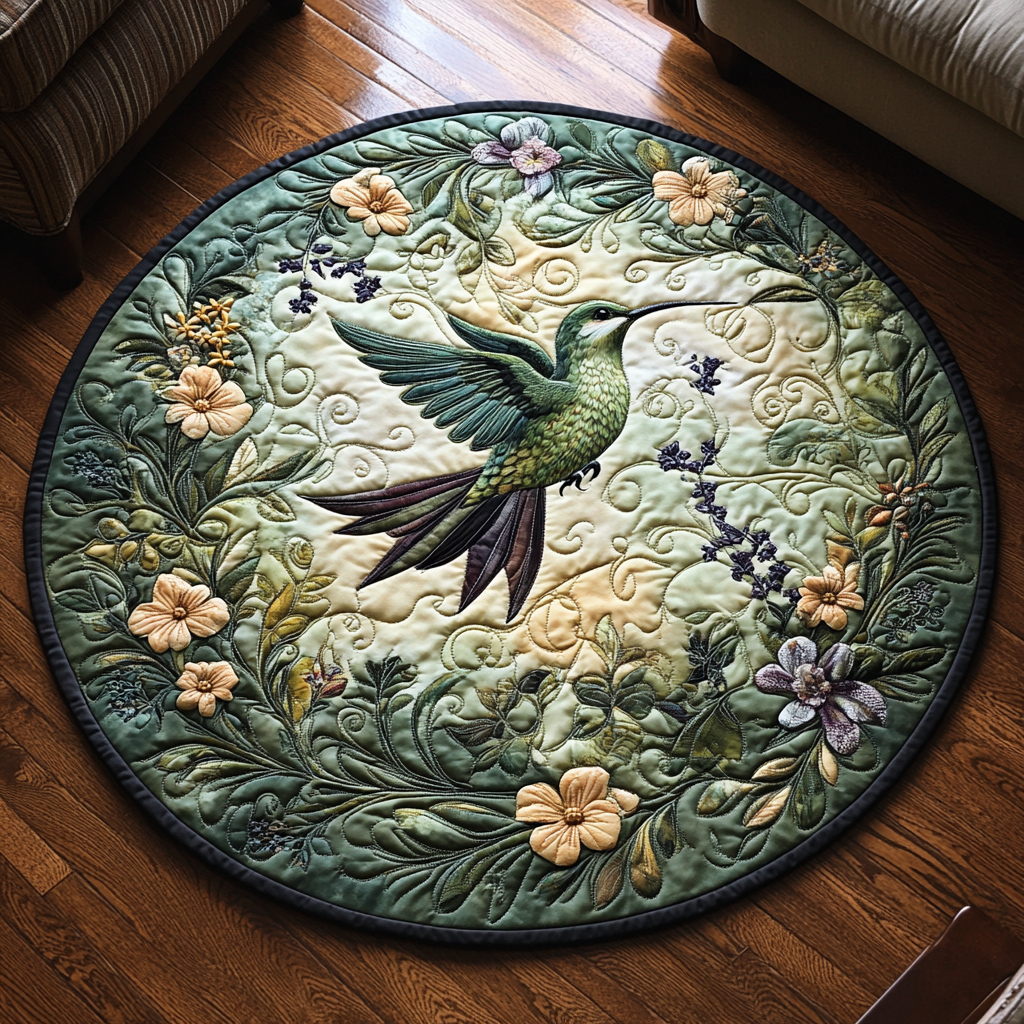 Vibrant Wings Quilted Round Mat Unique Front Door Decor Cool Farmer Gifts