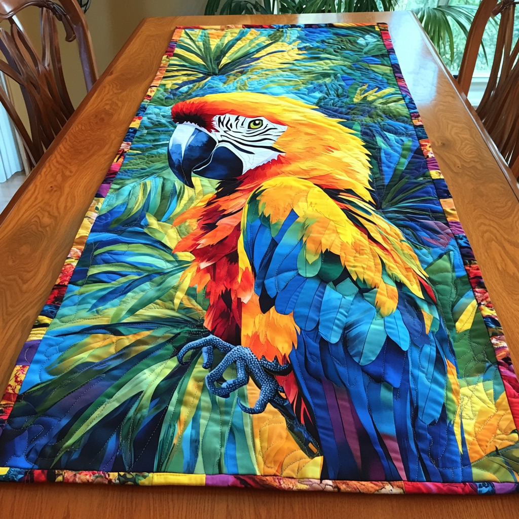 Vibrant Wings Quilted Table Runner Dining Room Decor Ideas Parrot Gifts Presents
