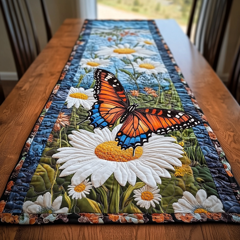 Vibrant Wings Quilted Table Runner Dining Room Table Decor Ideas Butterfly Themed Birthday Gifts