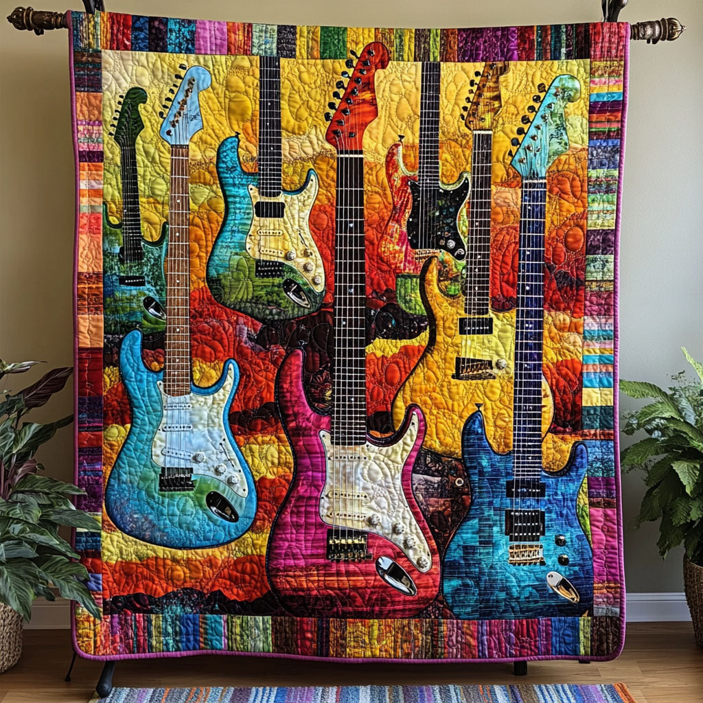 Vibrations Unplugged Quilted Blanket Gifts For Guitar Players