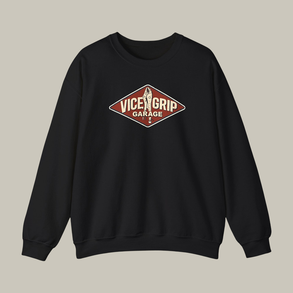 Vicegripgarage Garage Sign Sweatshirt Automotive Enthusiast Apparel Derek Bieri Lover Gift