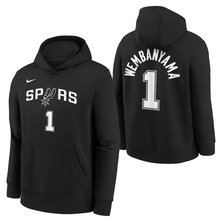 Victor Wembanyama Merch Hoodie San Antonio Spurs Nike Icon Name & Number Hoodie