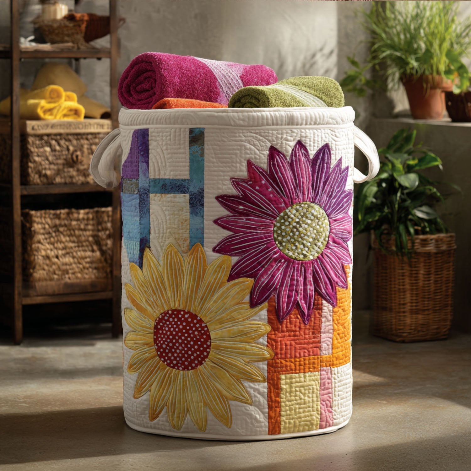 Victorian Blossoms Quilted Laundry Basket Ideal Present For Newlyweds