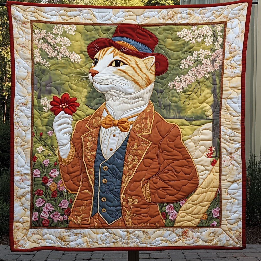 Victorian Whiskers Charm Quilted Blanket Presents For Cat Lovers