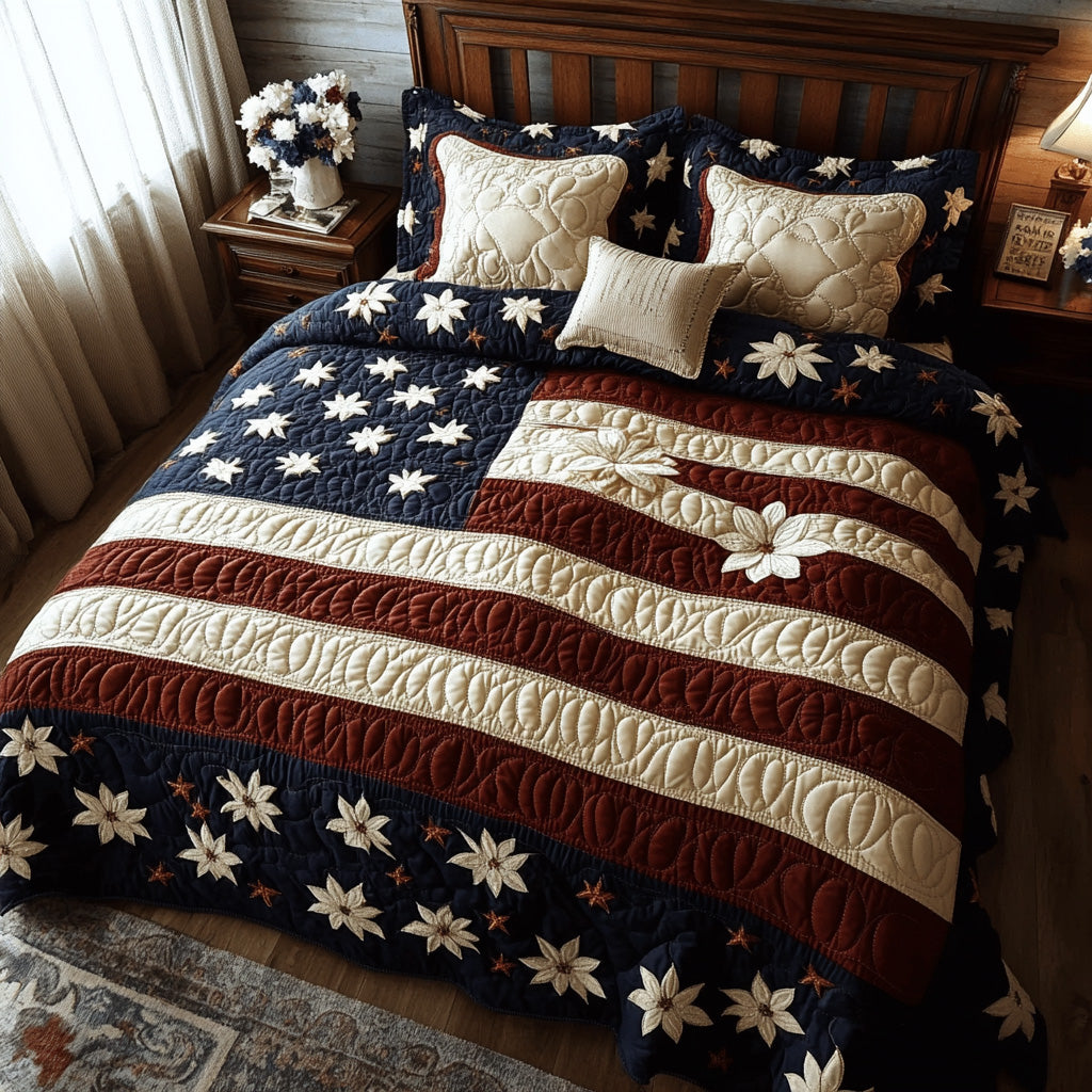 Victory Bloom Quilted Bedding Set Patriotic Room Decor Christmas Ideas For Family