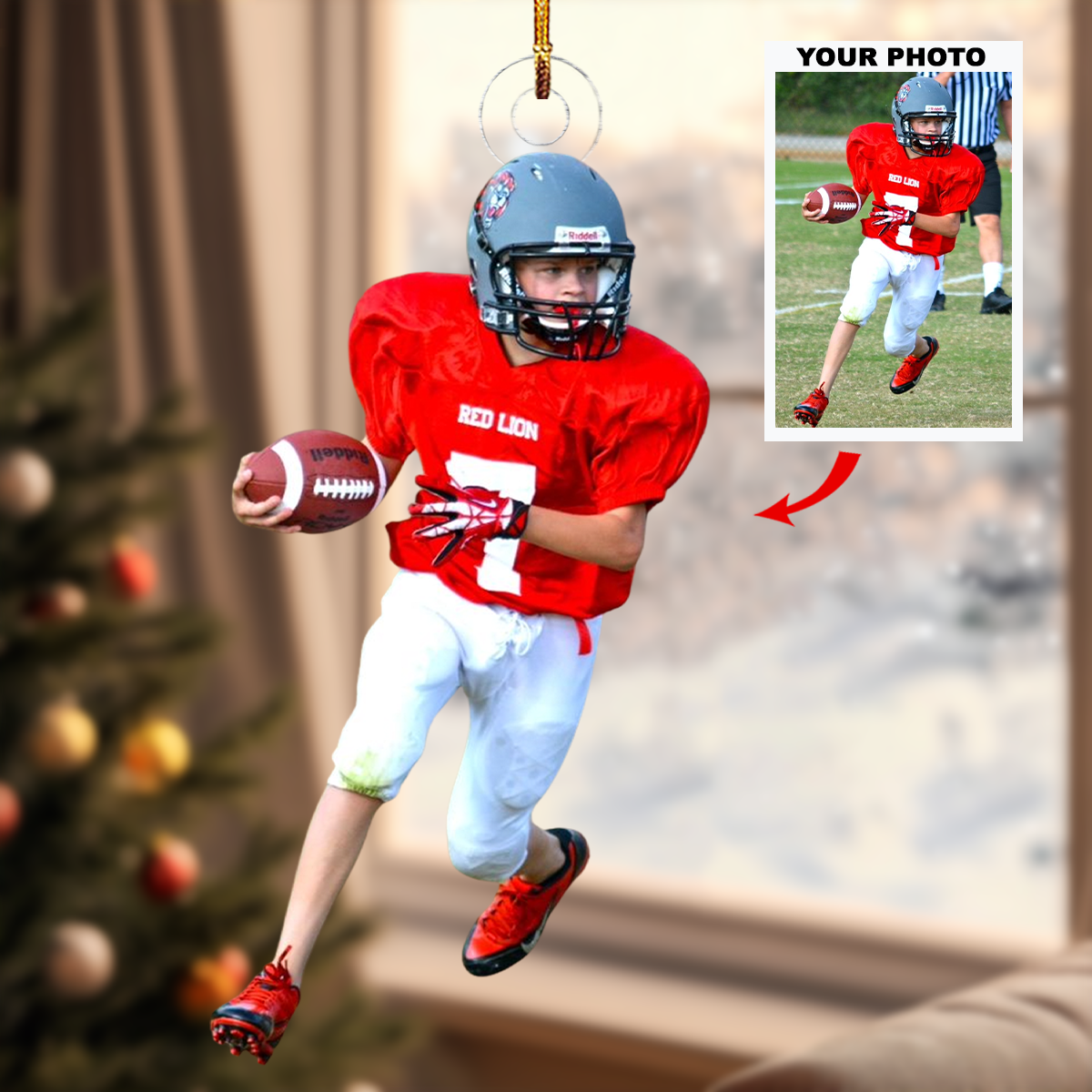 Victory Moment Personalized Photo Mica Ornament Gift For American Football Lovers Family