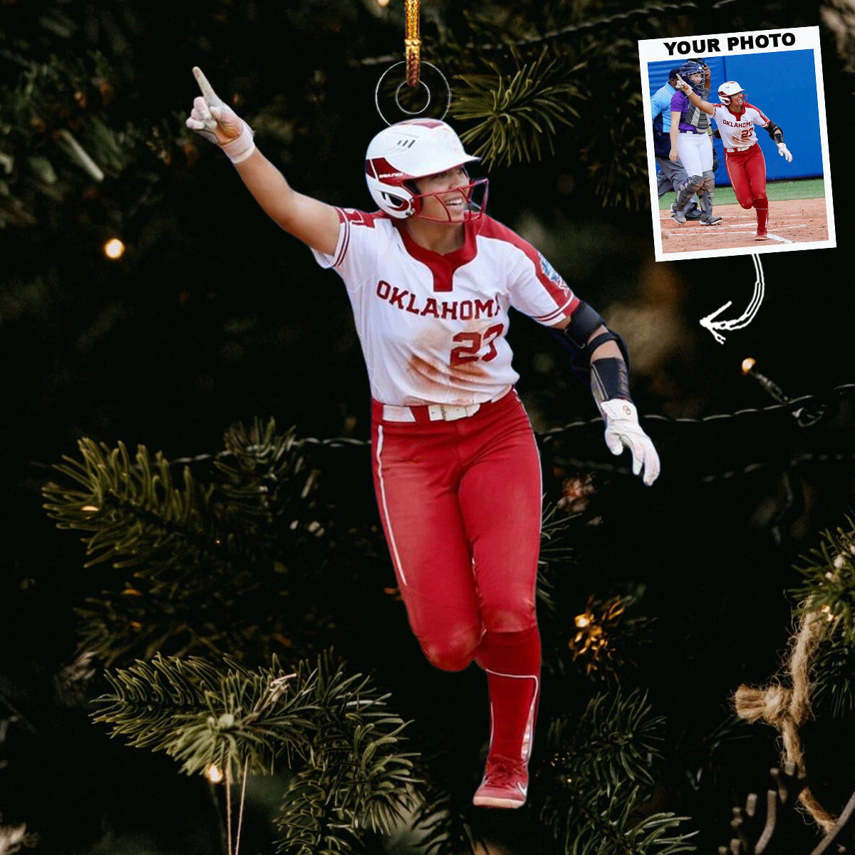 Victory Vibes Personalized Photo Mica Ornament Christmas Gift For Baseball Players Bas