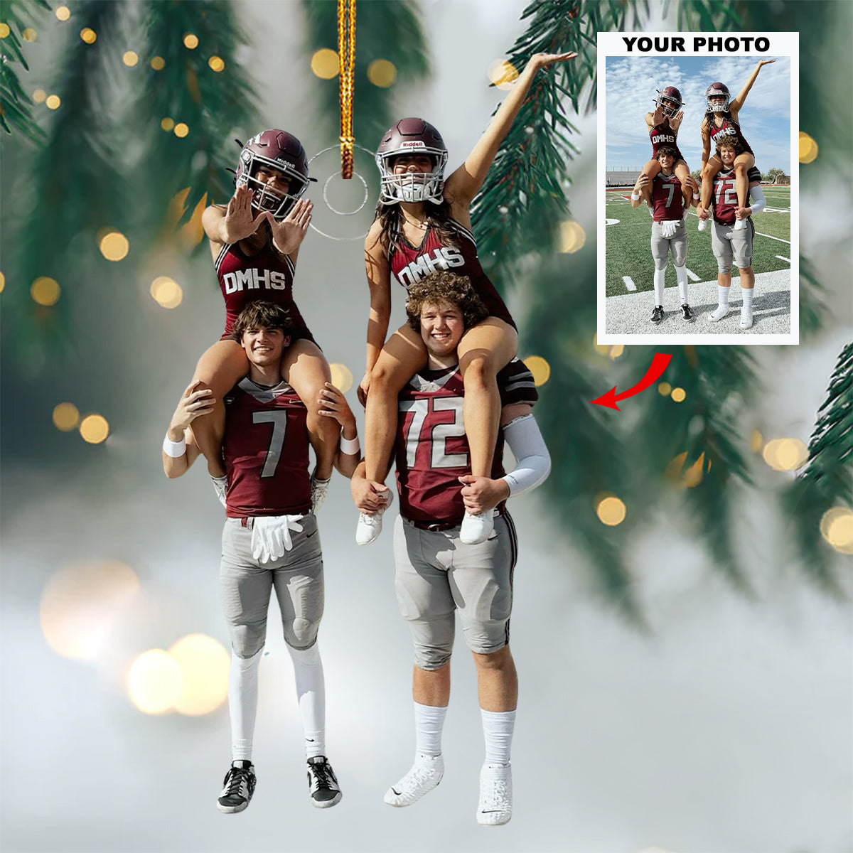 Victory Vibes Personalized Photo Mica Ornament Christmas Gift For Cheerleader