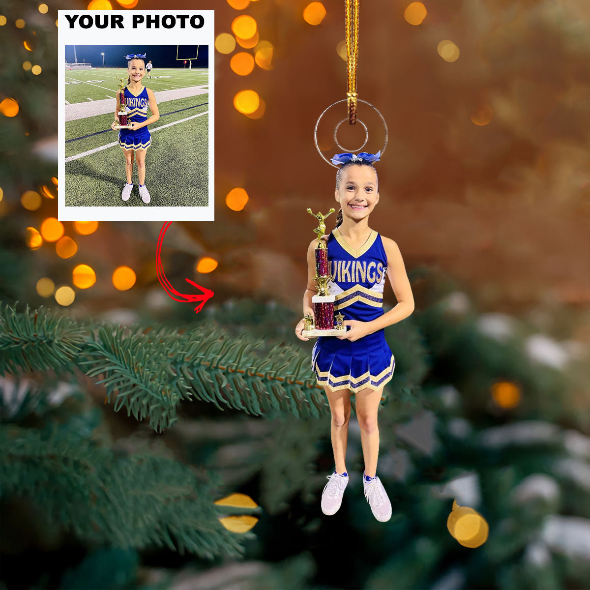 Victory Vibes Personalized Photo Mica Ornament Christmas Gift For Cheerleader Sport Lo